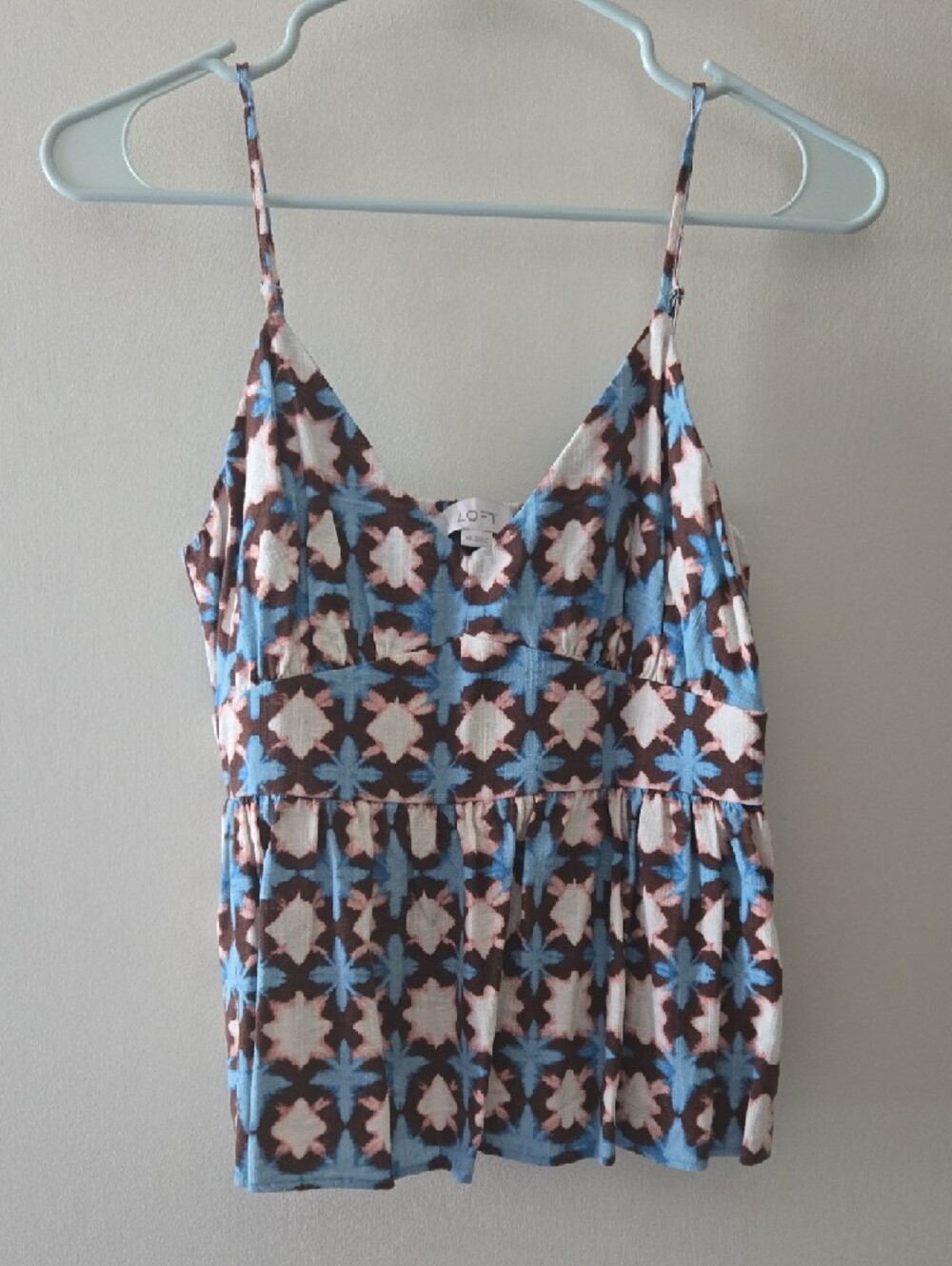 LOFT Blue, Brown & Pink Floral Top  XS